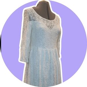 Free People Off-White Lace  3/4 Sleeve Dress